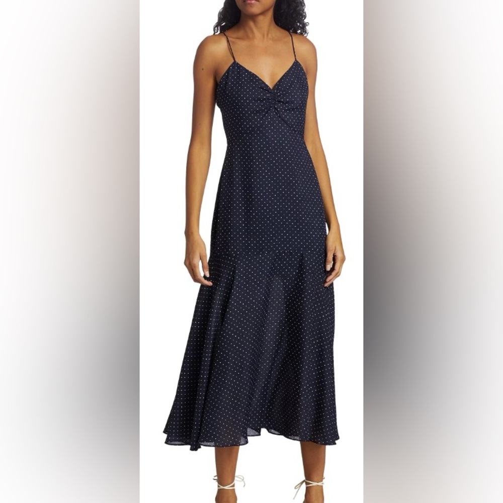 Alexis Navy and White Midi Dress